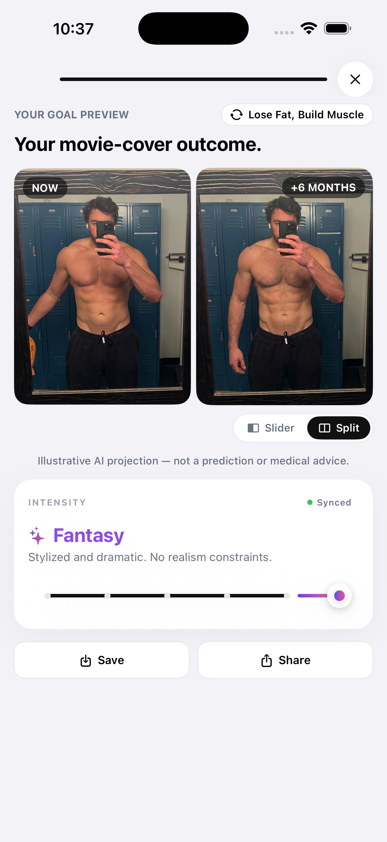 Future You projection comparing now and 6 months