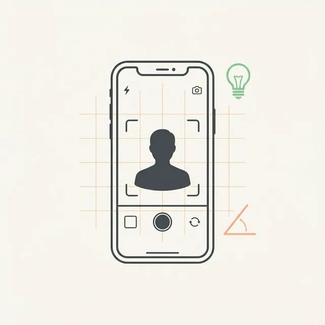 Abstract vector illustration showing a phone grid for taking perfect progress photos