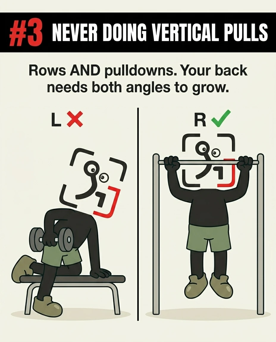 A comparison shows the GainFrame mascot doing a horizontal row labeled with a red cross and a vertical pull-up labeled with a green checkmark, emphasizing the need for both angles of pull.