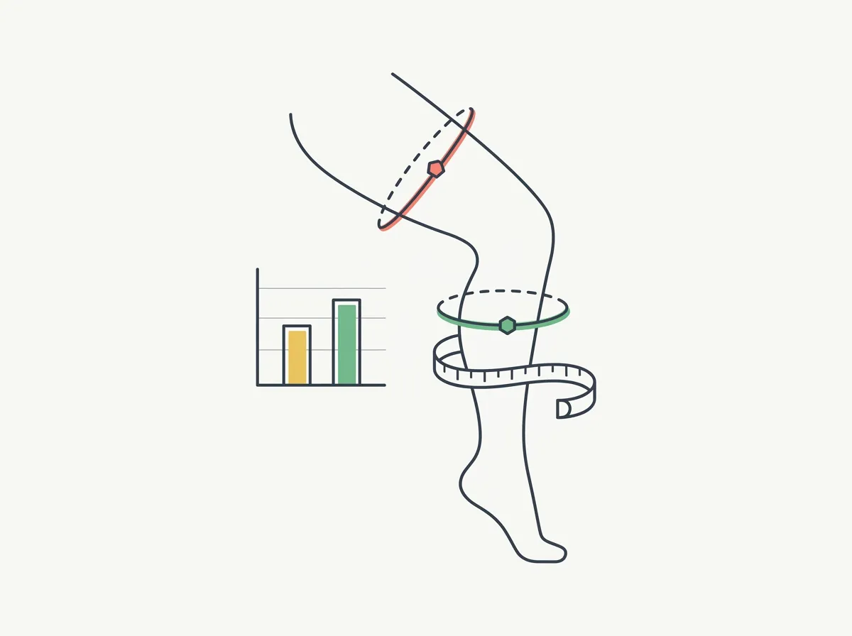 The average thigh circumference for men and women, how to measure at the widest point, trained vs untrained charts, average calf size, and why bigger thighs are commonly good news.