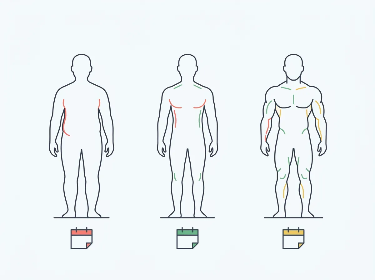 Honest body recomposition before and after expectations — what visibly changes at 3, 6, and 12 months, why social media transformations look bigger, and how to see your own.