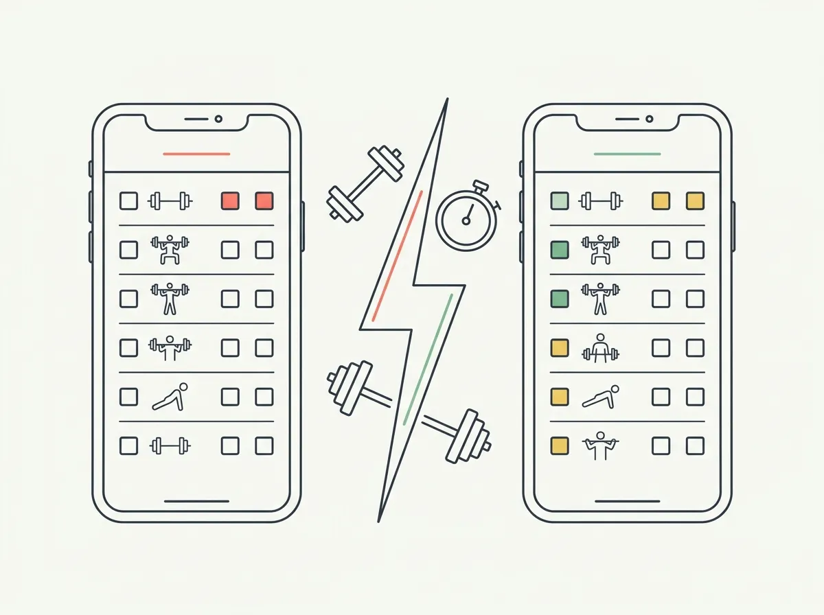 Hevy vs Strong compared honestly — free tiers, logging speed, social features, platforms, and pricing. Which workout tracker fits your training in 2026.