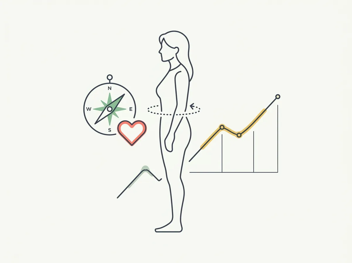 How menopause changes body composition — abdominal fat shift, muscle loss, and why the scale hides both. What research supports and what to track instead.