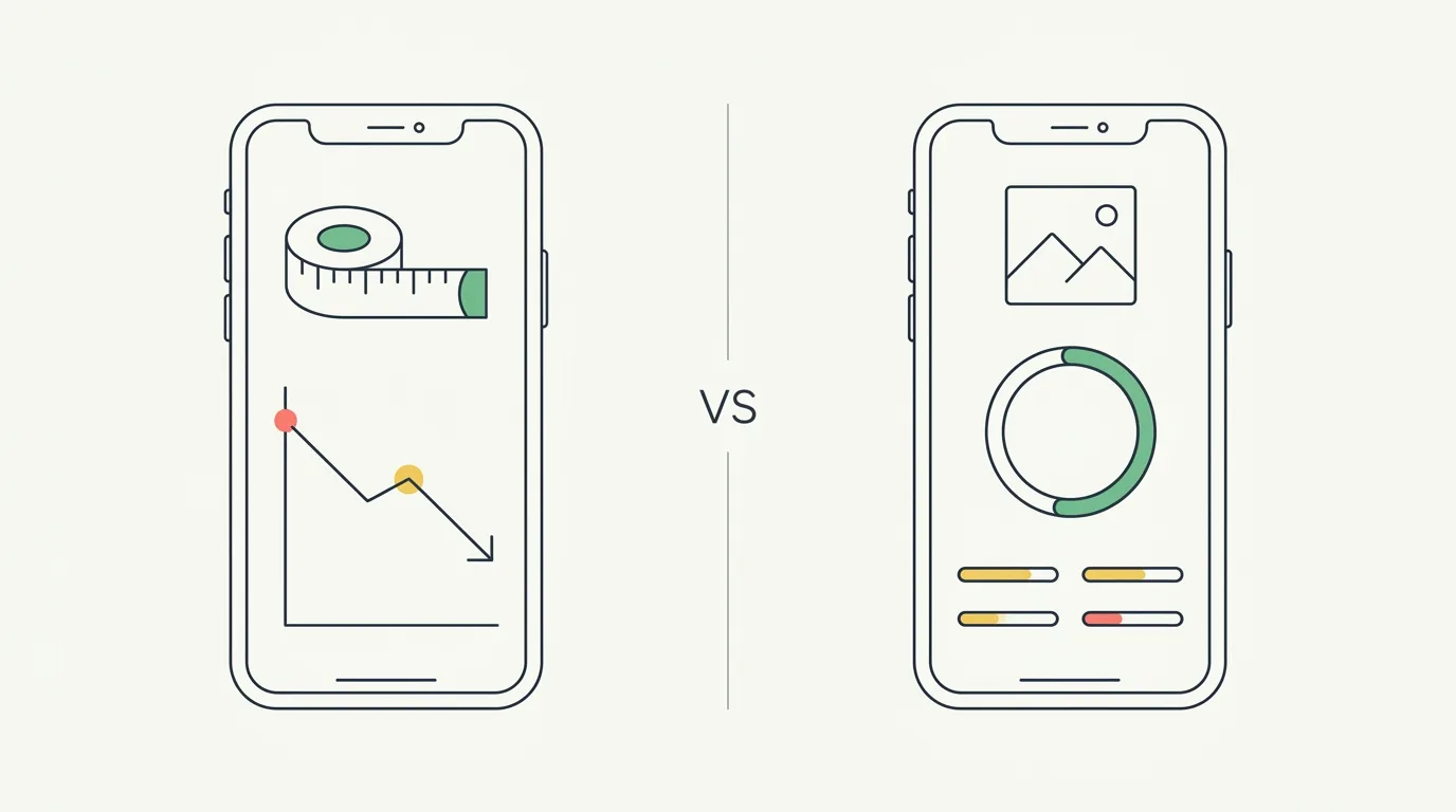 An honest comparison of the Progress app (by Lasmit) and GainFrame — weight-loss measurement tracking vs AI body composition for lifters. Features, pricing, and which fits your goal.