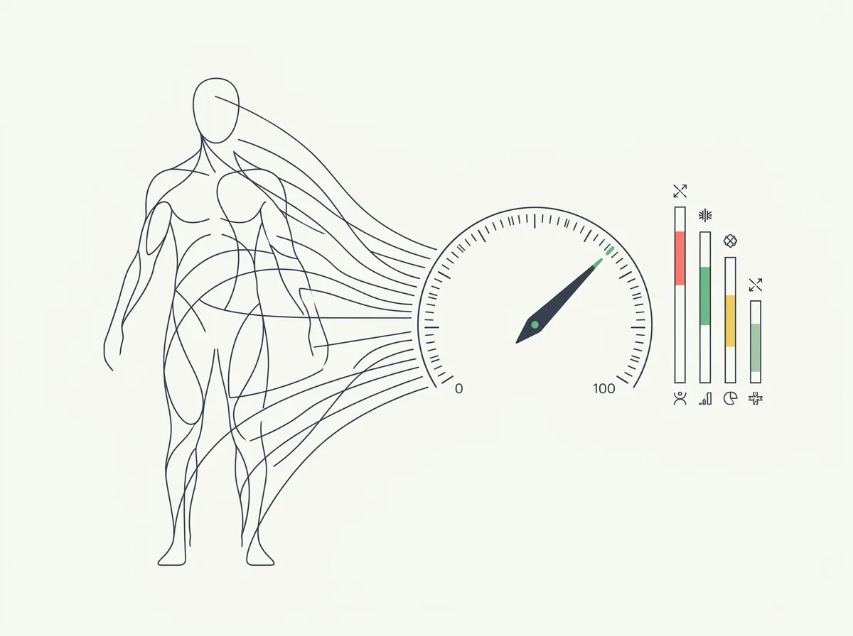 Your AI physique score rates your body on a 1–100 scale based on body fat, muscle development, proportions, and goal alignment. Here