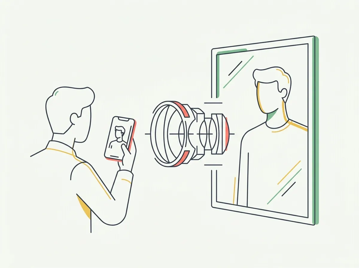 Why you look smaller in photos than in the mirror — lens distortion, distance, lighting, and mirror familiarity explained, plus how to make progress photos honest.