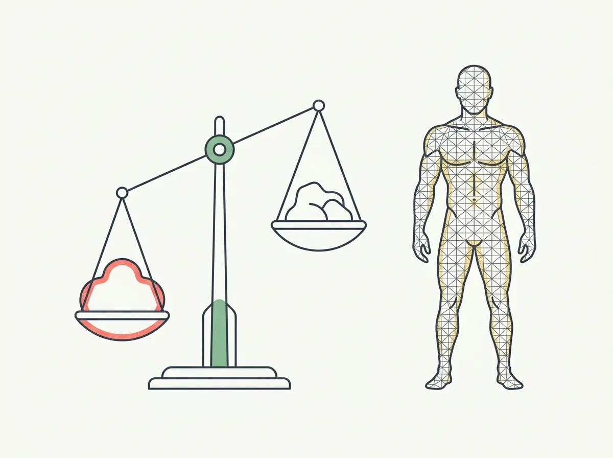 Why the scale reads heavier than the mirror suggests — muscle density, frame size, height, and the BMI mismatch — and which number to track instead of weight.