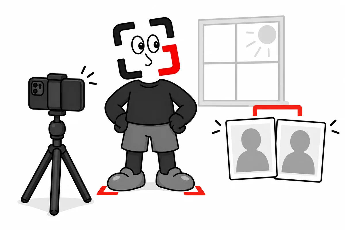 GainFrame mascot demonstrating a consistent camera position, light, and pose