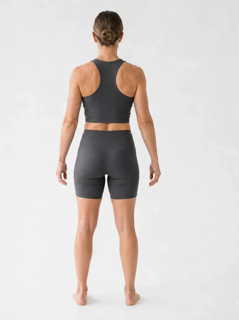 18 percent female body composition, back view