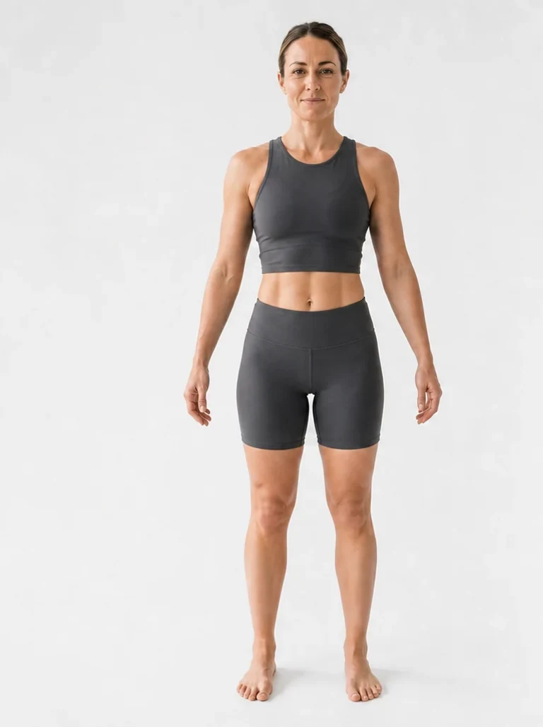 18 percent female body composition, front view