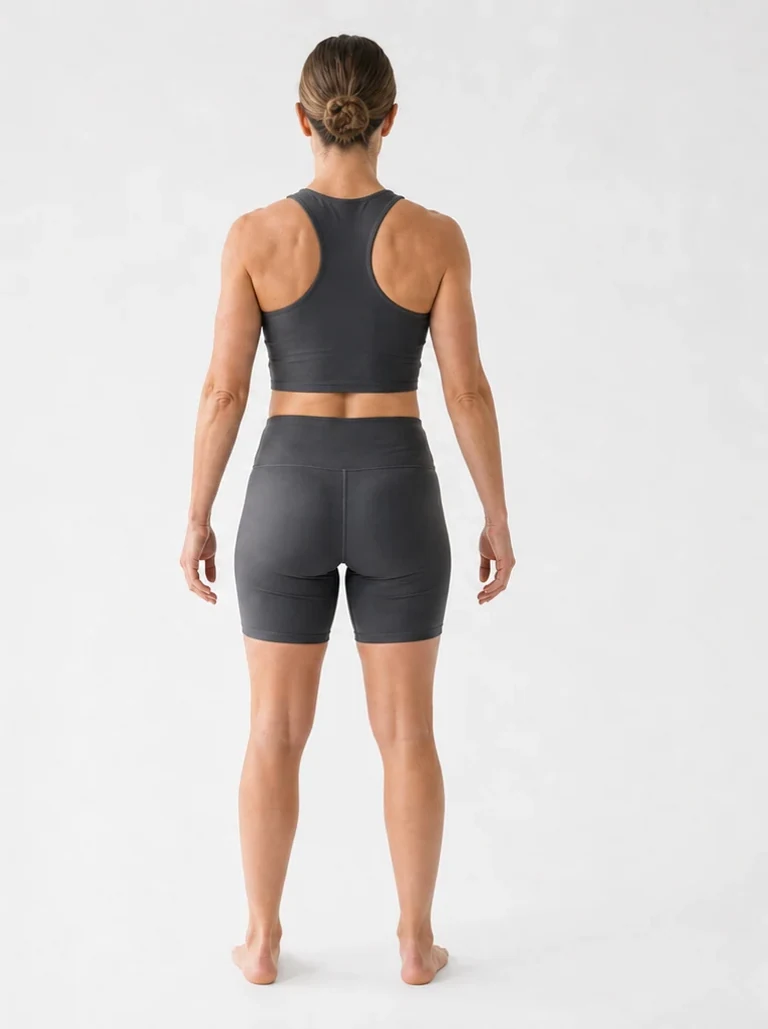 20 percent female body composition, back view