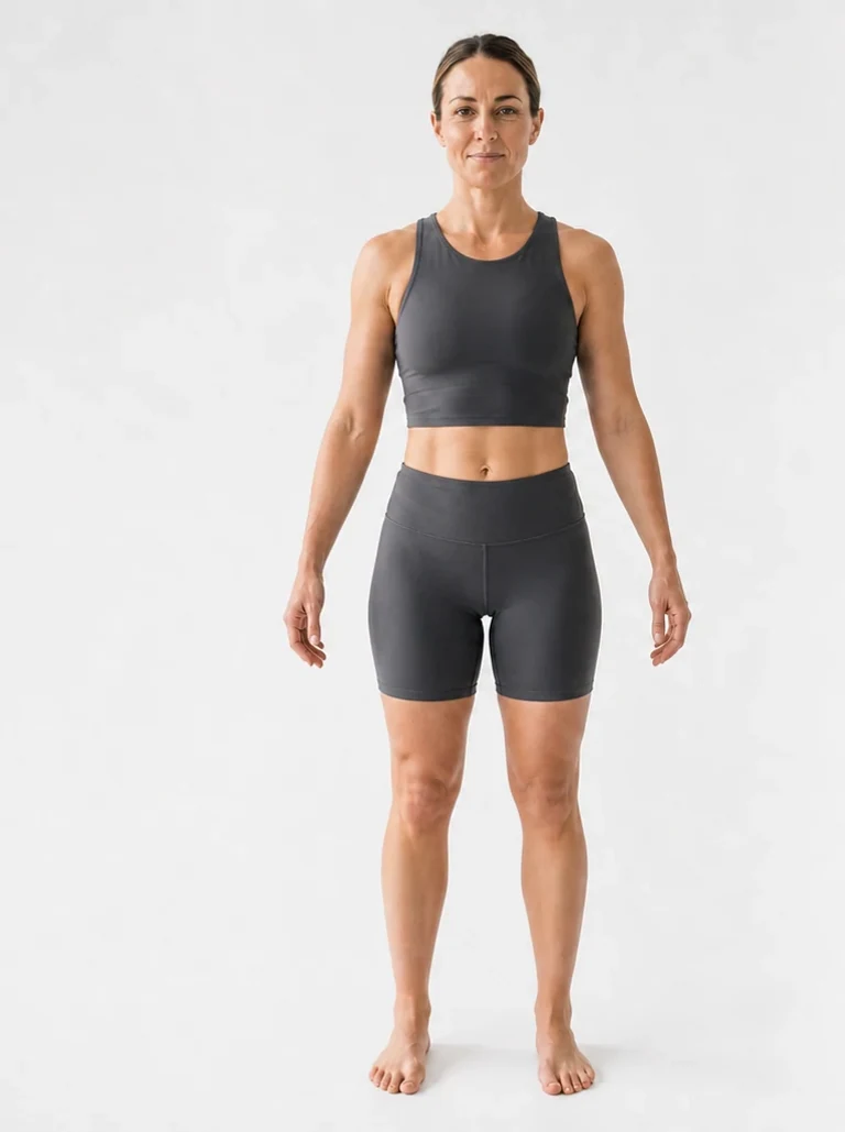 20 percent female body composition, front view