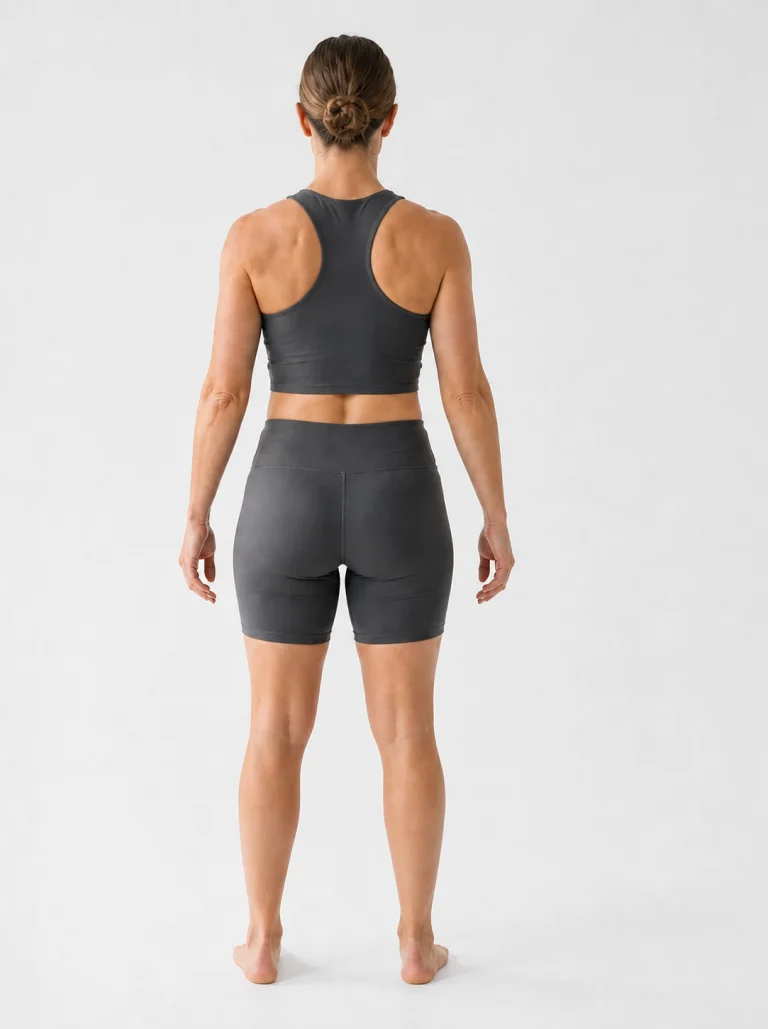 21 percent female body composition, back view