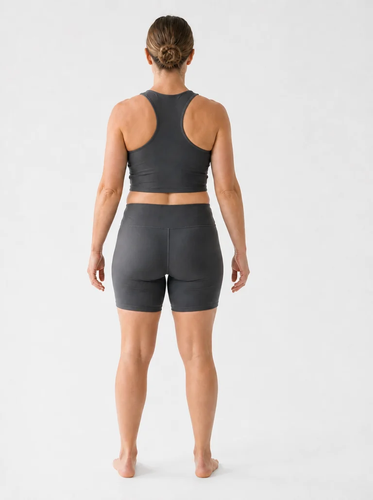23 percent female body composition, back view