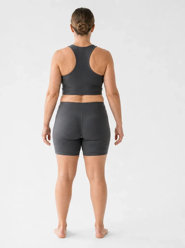 25 percent female body composition, back view