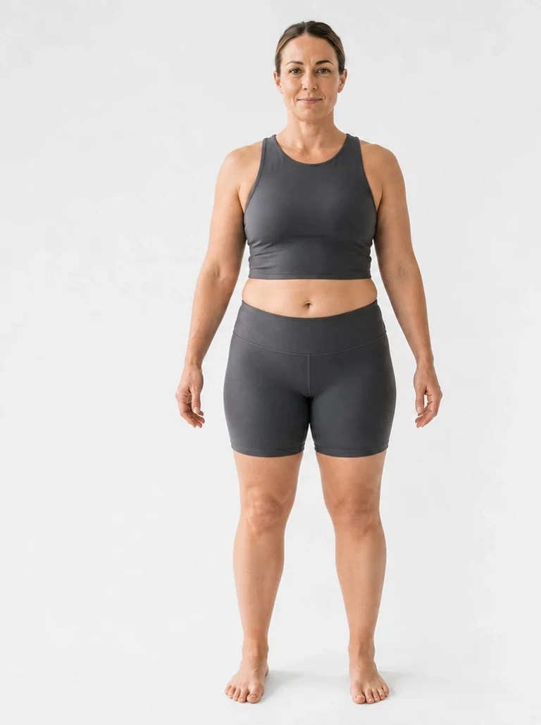 25 percent female body composition, front view