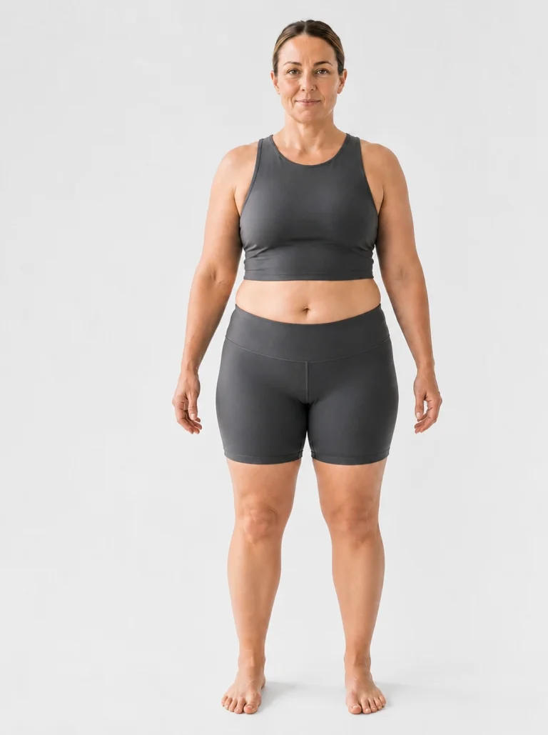 27 percent female body composition, front view