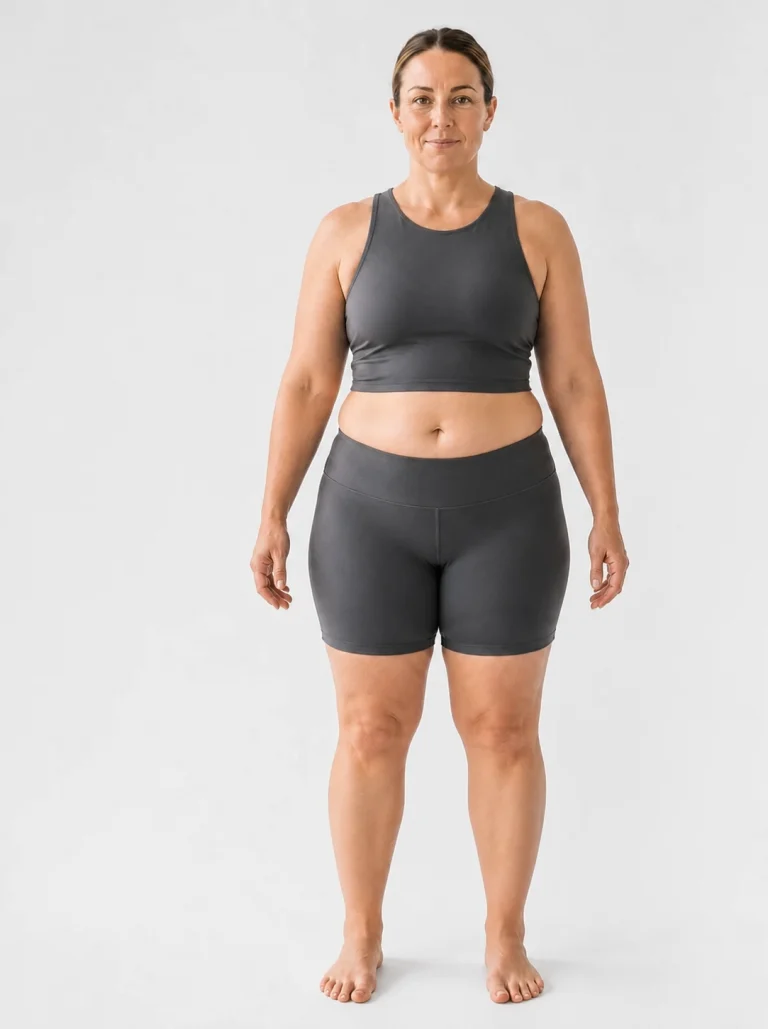 28 percent female body composition, front view