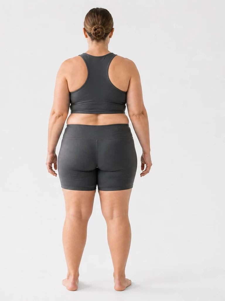 30 percent female body composition, back view