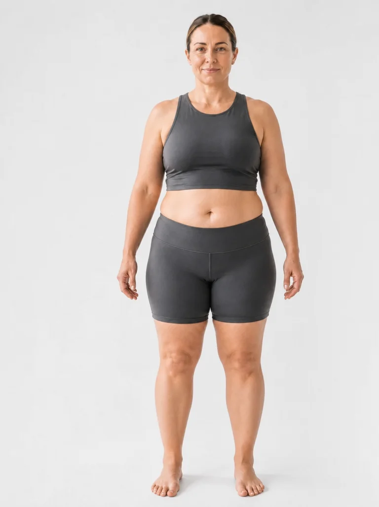 32 percent female body composition, front view