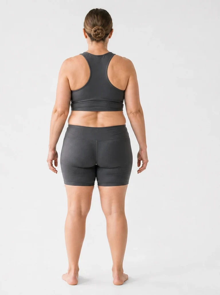 35 percent female body composition, back view