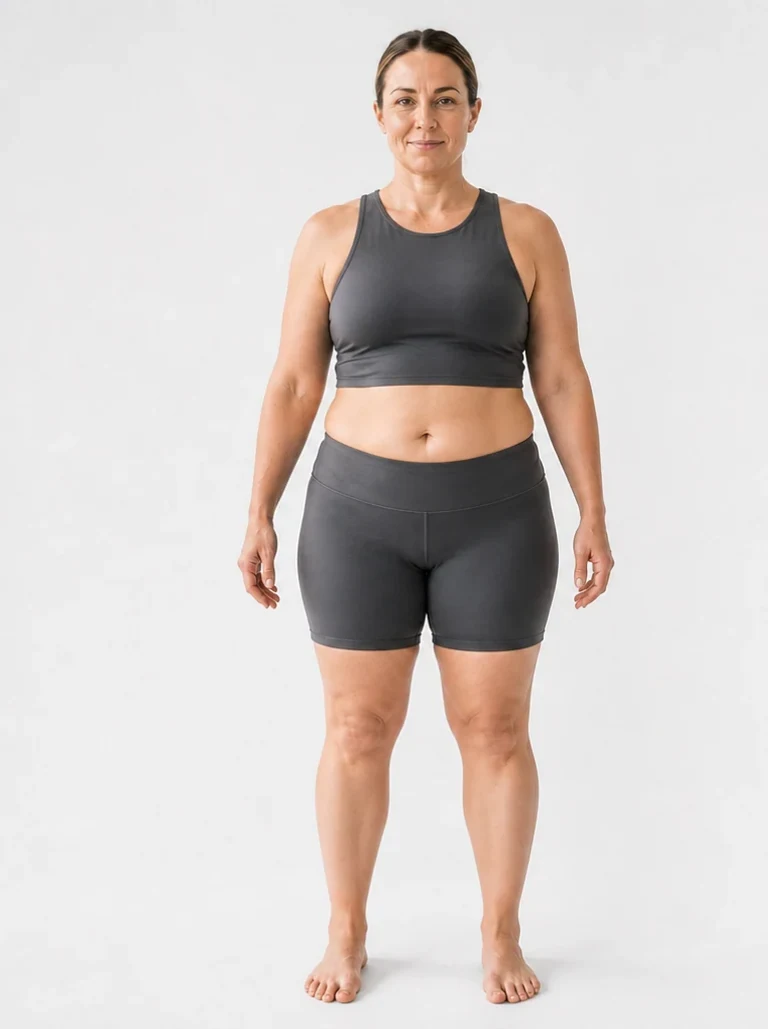 35 percent female body composition, front view
