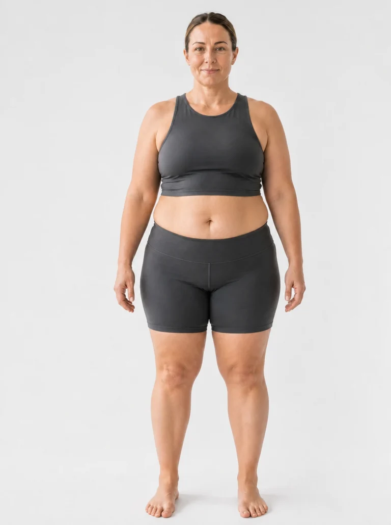 37 percent female body composition, front view