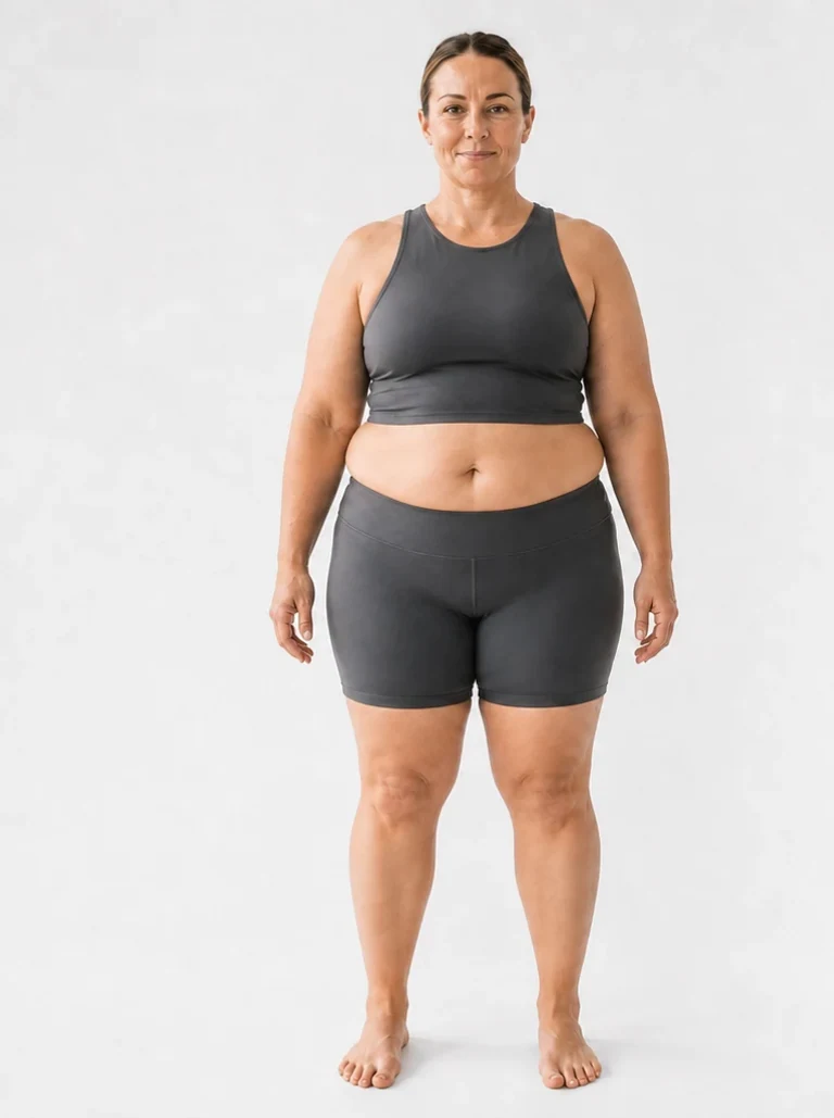 40 percent female body composition, front view