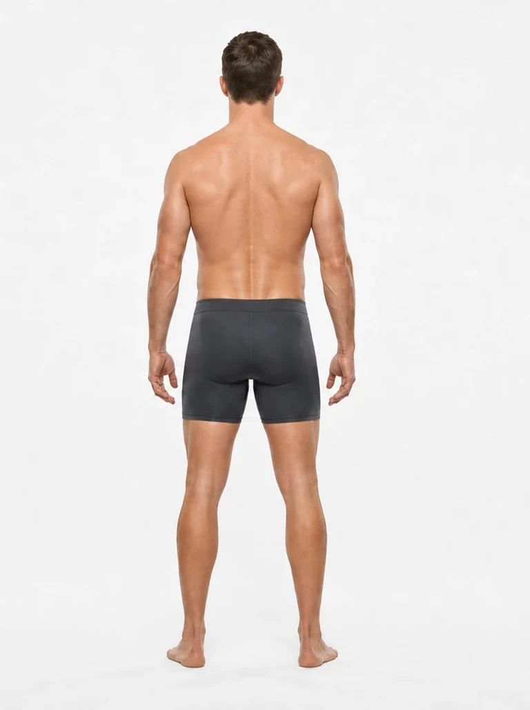 10 percent male body composition, back view