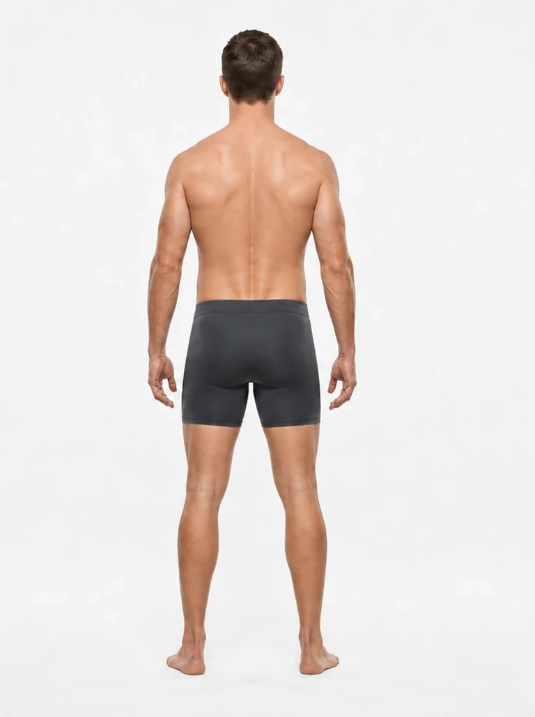 12 percent male body composition, back view