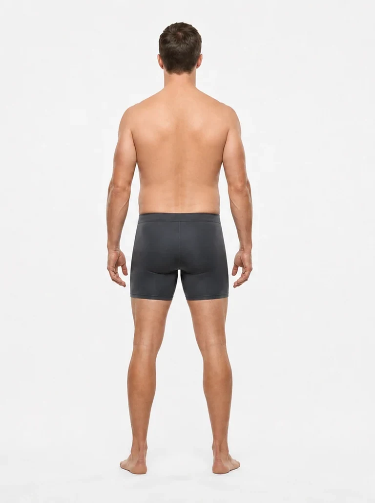 18 percent male body composition, back view