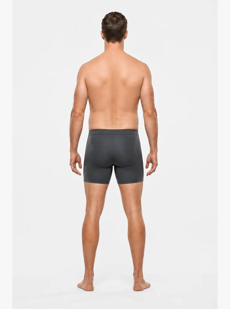 19 percent male body composition, back view