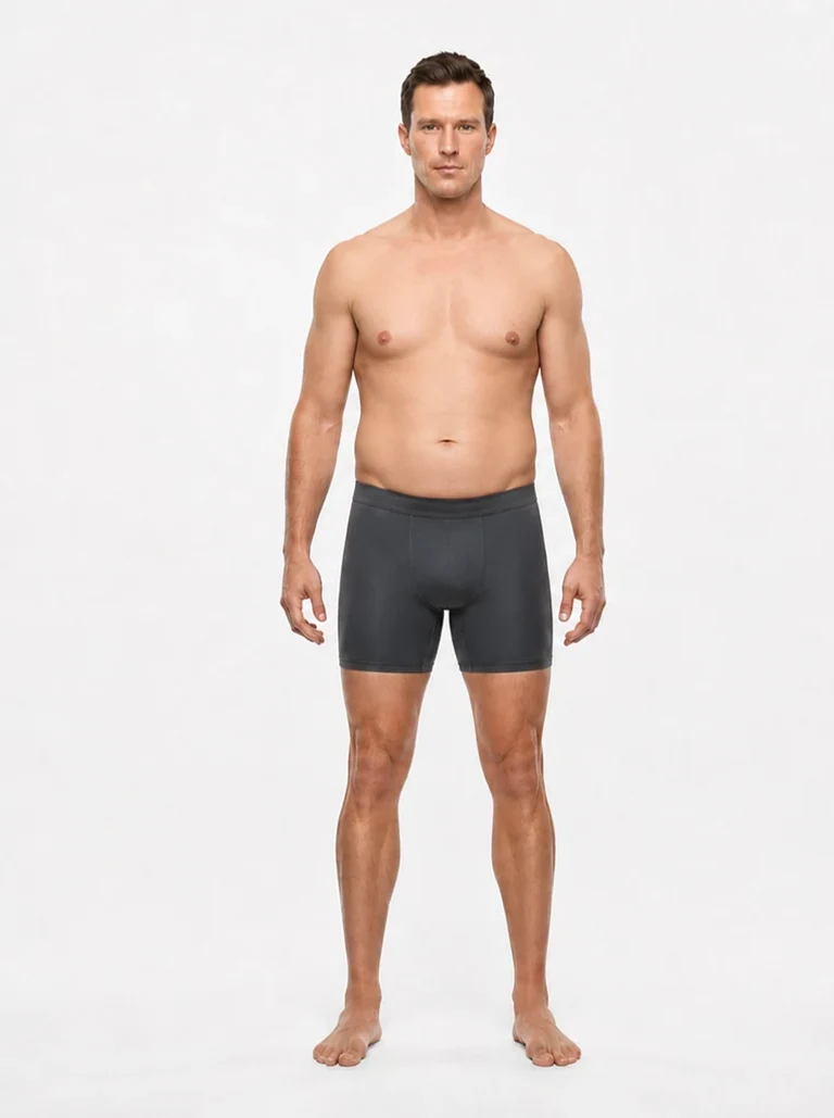 20 percent male body composition, front view
