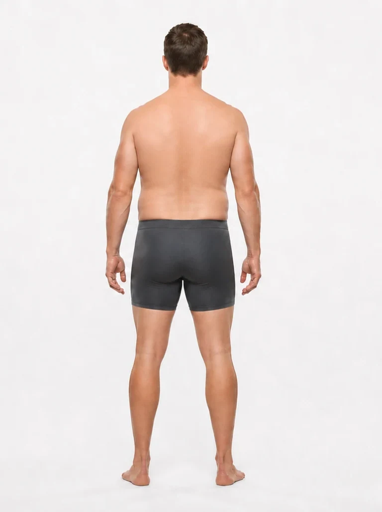 25 percent male body composition, back view