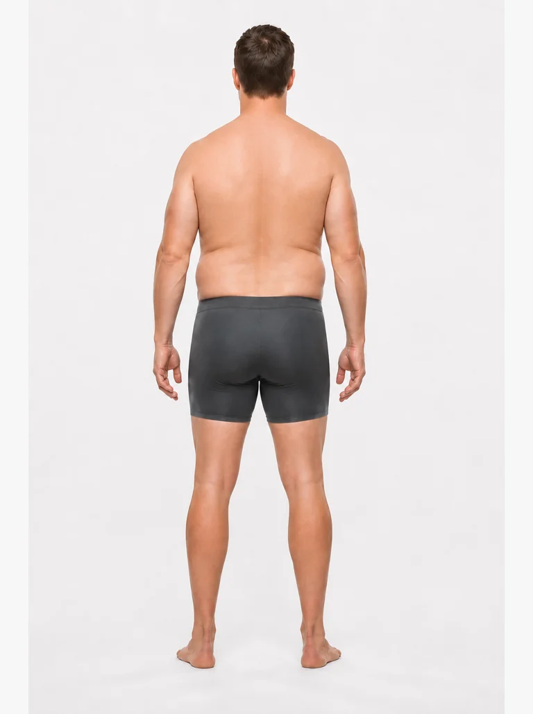 27 percent male body composition, back view
