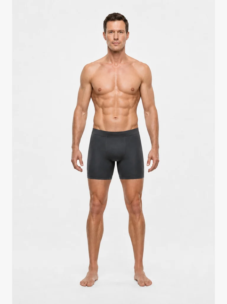9 percent male body composition, front view
